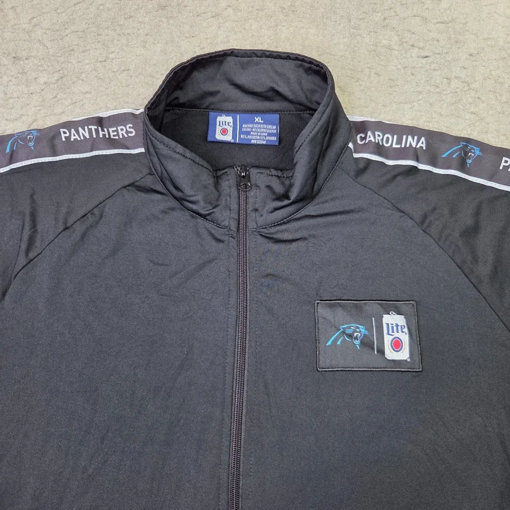 Carolina Panthers Miler Lite Windbreaker Jacket Mens XL Black Full Zip NFL